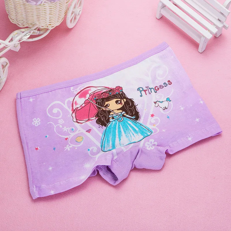 4pcs Girls Cartoon Boxes Children Cotton Underwear Size 2T-10T