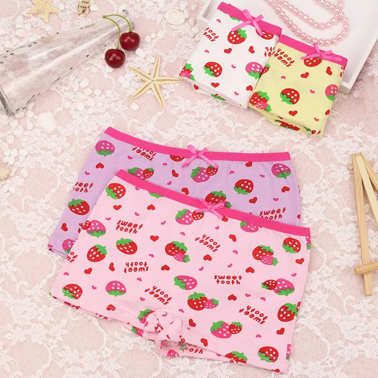 4pcs Girls Cartoon Boxes Children Cotton Underwear Size 2T-10T