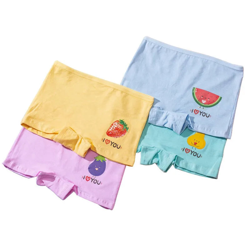 4pcs Girls Cartoon Boxes Children Cotton Underwear Size 2T-10T