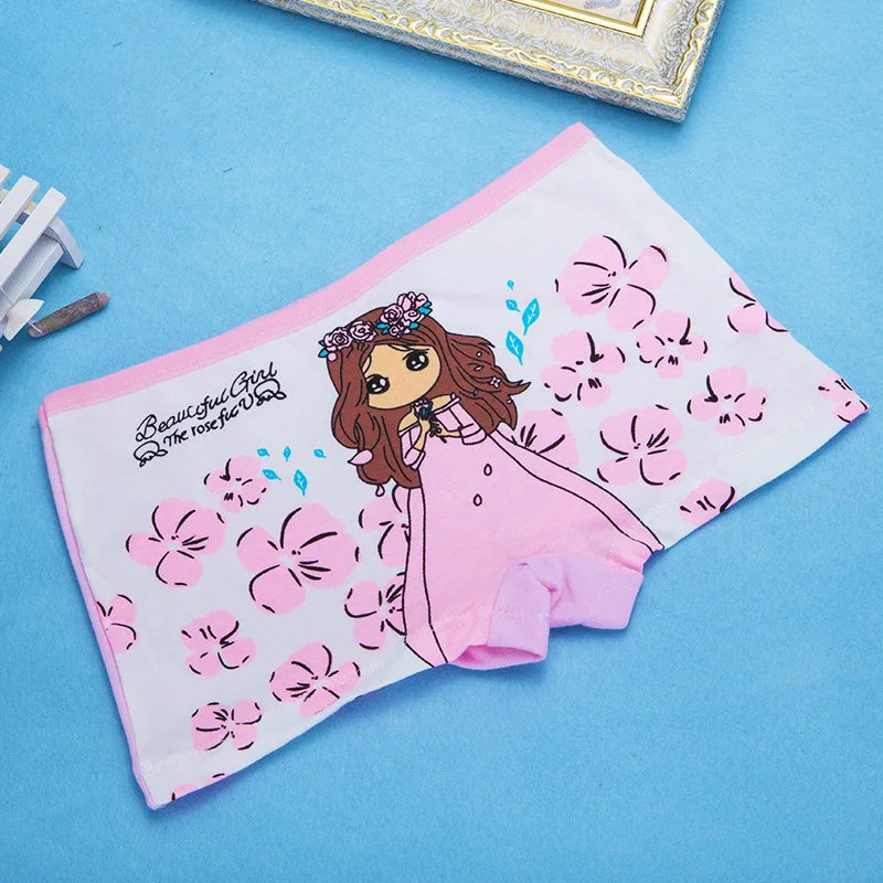 4pcs Girls Cartoon Boxes Children Cotton Underwear Size 2T-10T