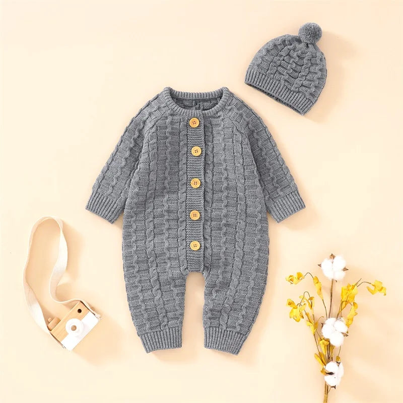 Grey Warm Baby Knit Romper