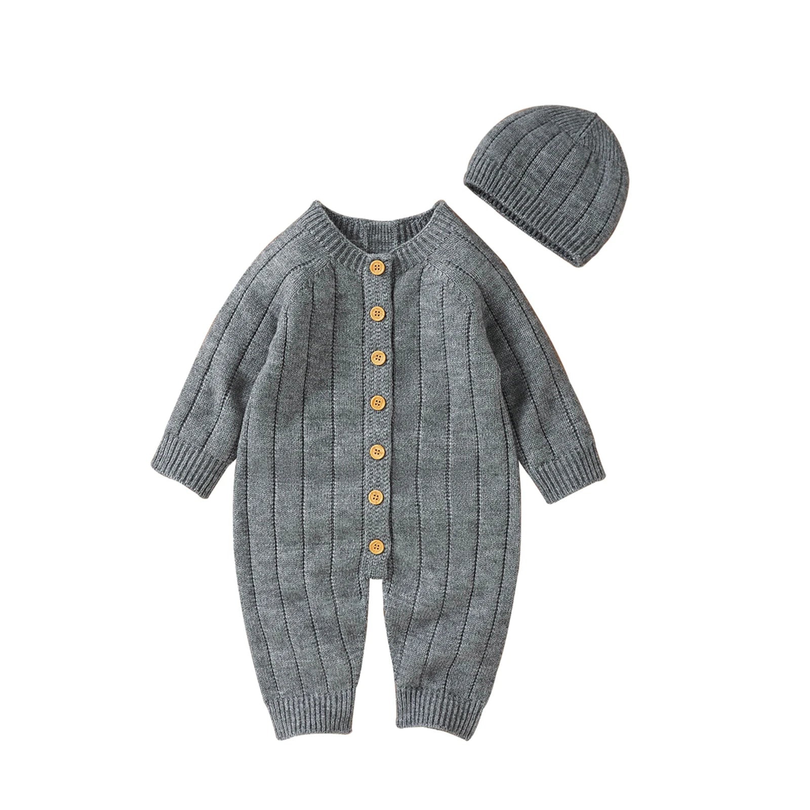 Grey Warm Baby Knit Romper