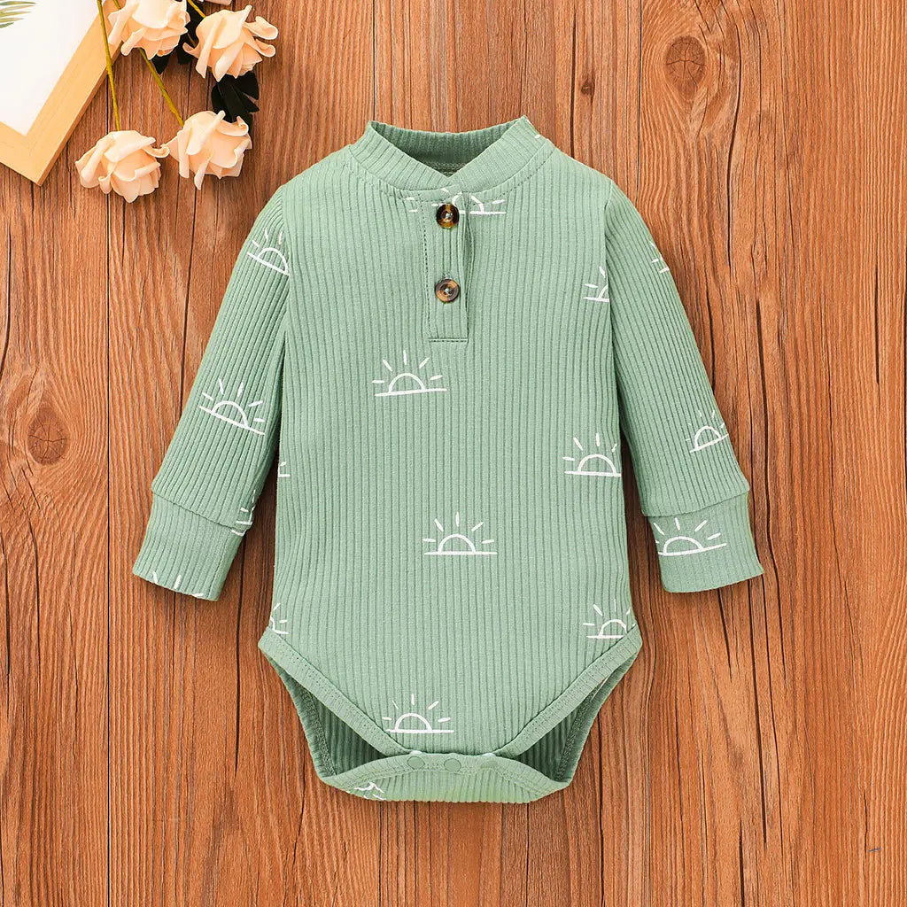 Soft Cotton Green Baby Romper 3 Piece Set