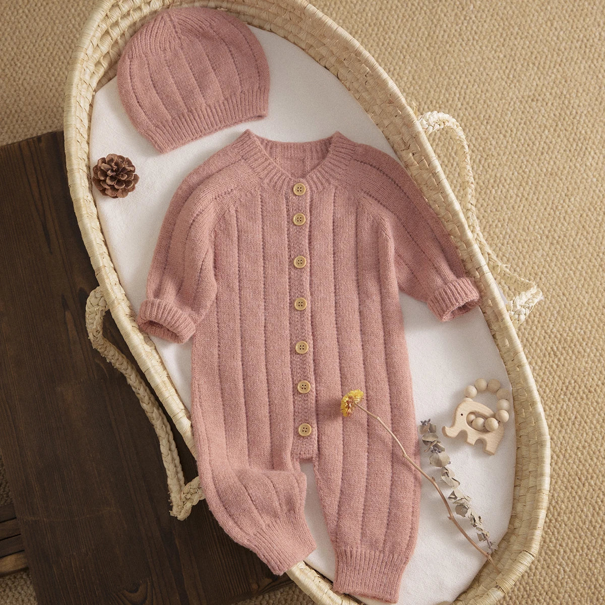 Pink Warm Baby Knit Romper