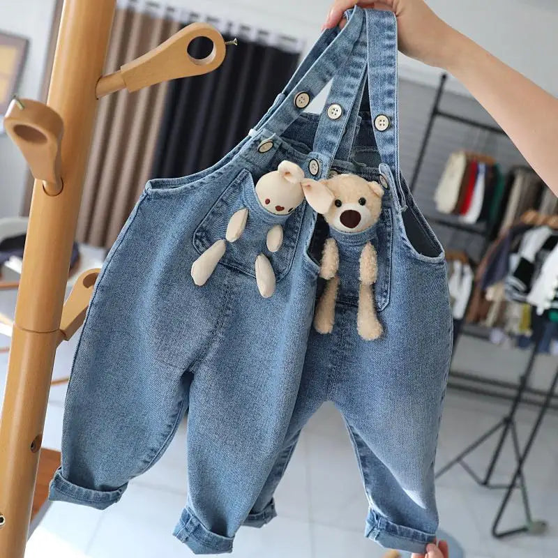 Rabbit Denim Baby Overalls Unisex