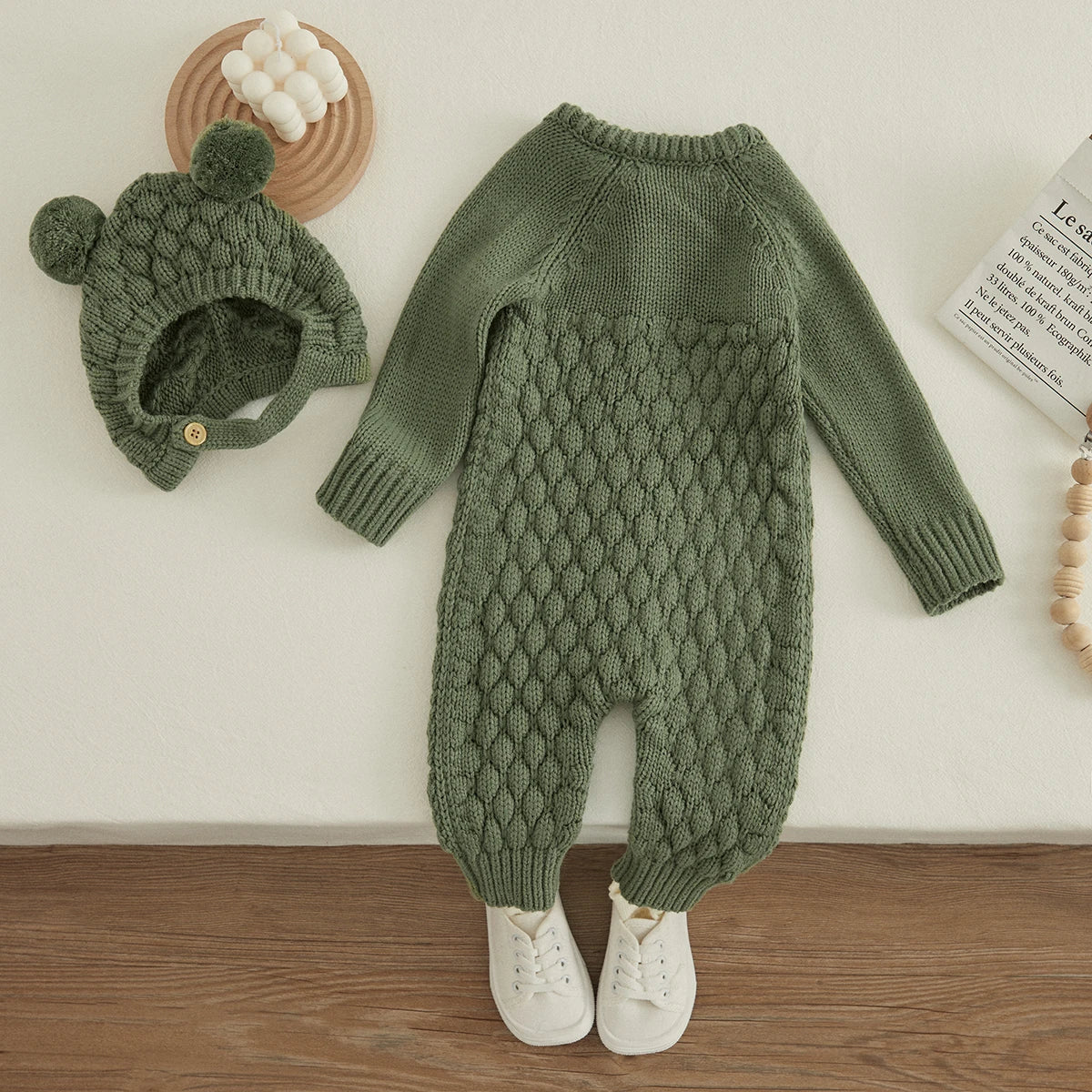 Knitted Onesie with Beanie 0-2 Years