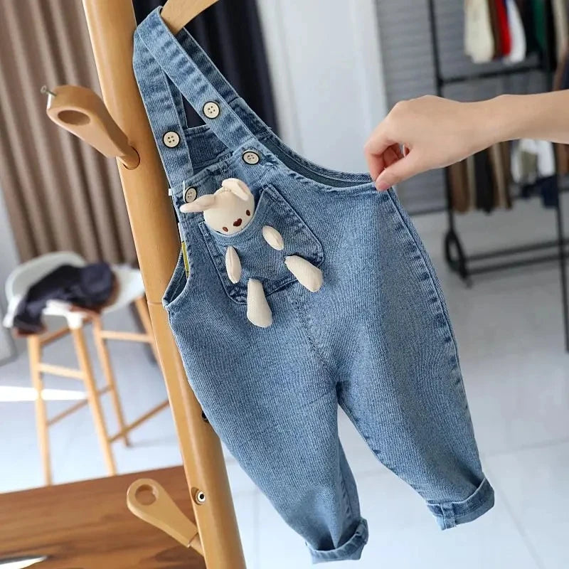 Rabbit Denim Baby Overalls Unisex