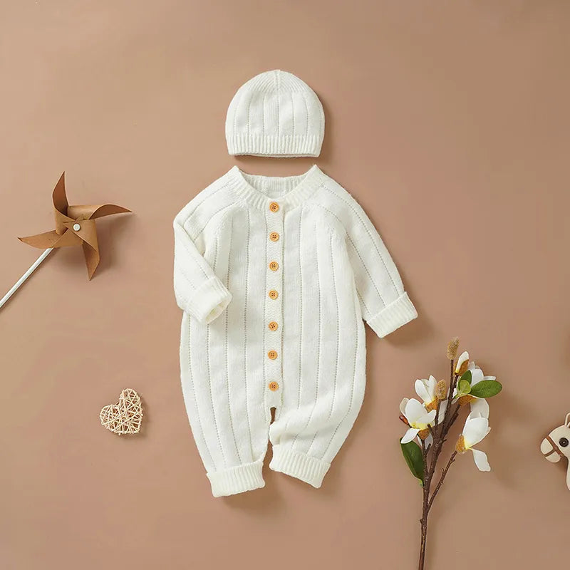 White Warm Baby Knit Romper