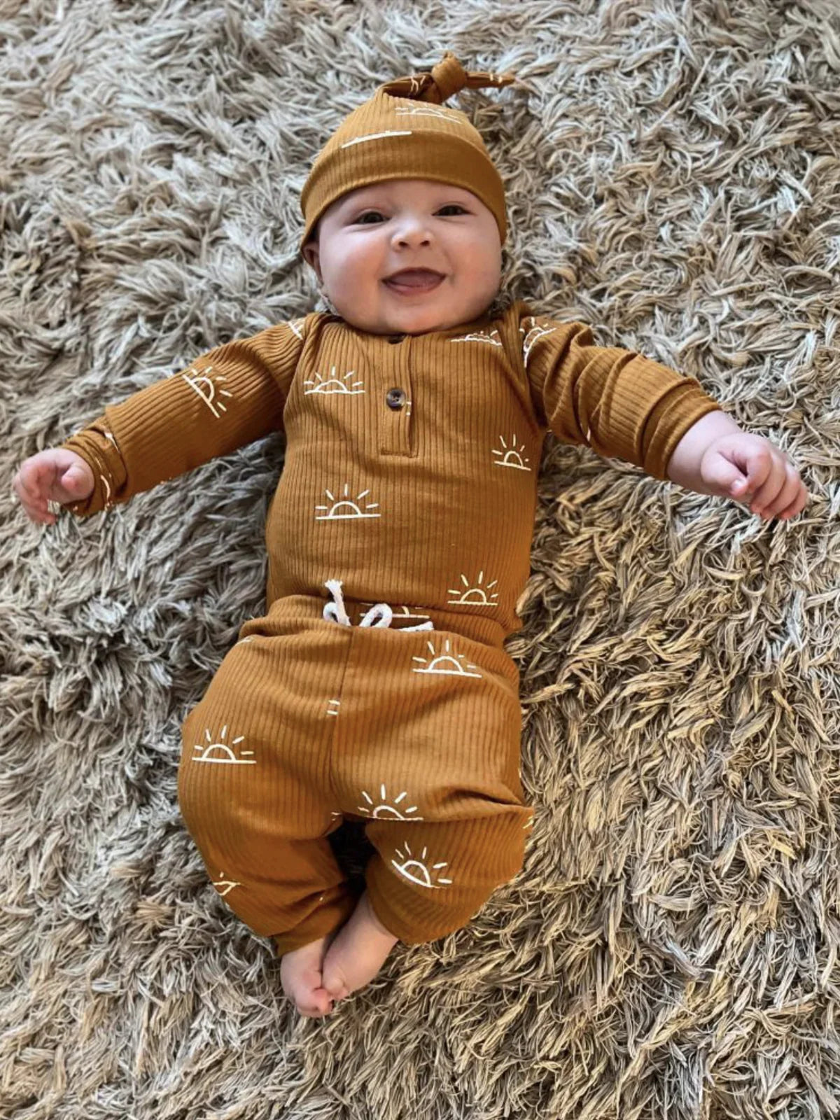 Cute Autumn Baby Romper 3 Piece Set