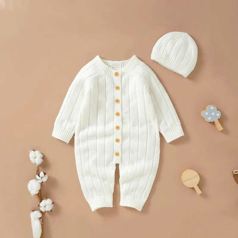 White Warm Baby Knit Romper