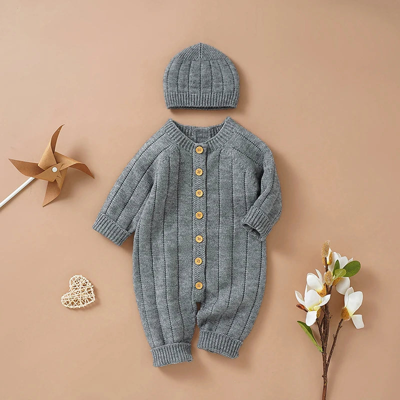 Grey Warm Baby Knit Romper