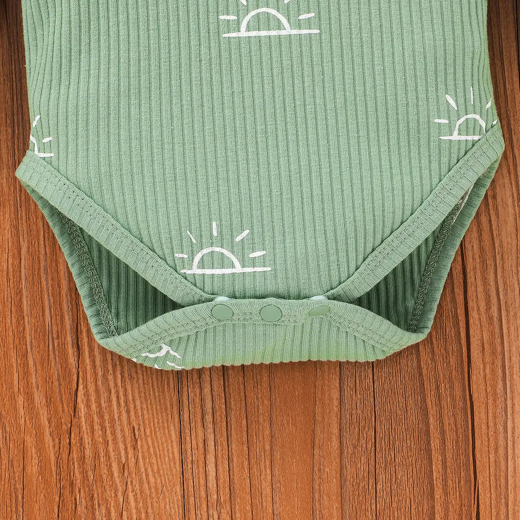 Soft Cotton Green Baby Romper 3 Piece Set