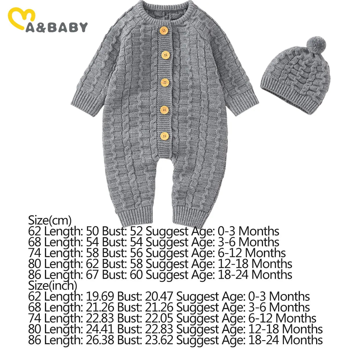 Grey Warm Baby Knit Romper