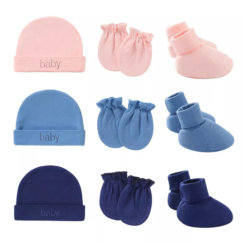 3Pcs Cotton Hat + Gloves + Socks Accessory Set