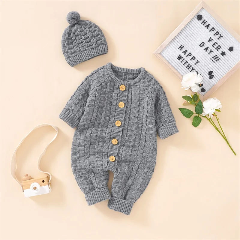 Grey Warm Baby Knit Romper