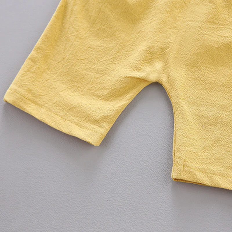 Baby Clothes Cool Pyramid Summer Short-sleeved Shirt Set - Yellow