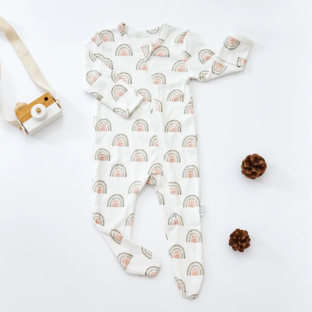 Happyflute Baby Clothes Soft Newborn Romper Nordic Pattern Bamboo Cotton Infant Long Sleeved Leggings Jumpsuit