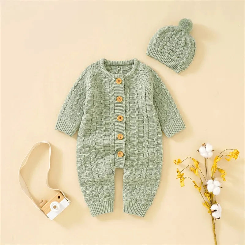 Lime Warm Baby Knit Romper