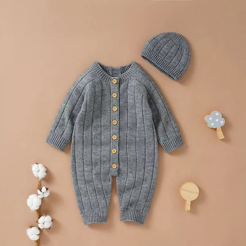 Grey Warm Baby Knit Romper