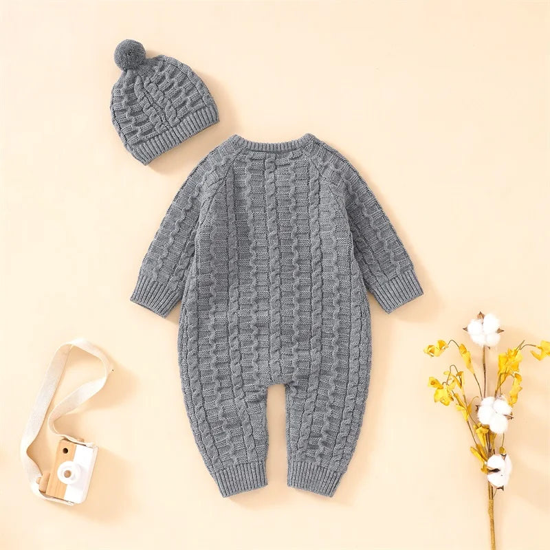 Grey Warm Baby Knit Romper